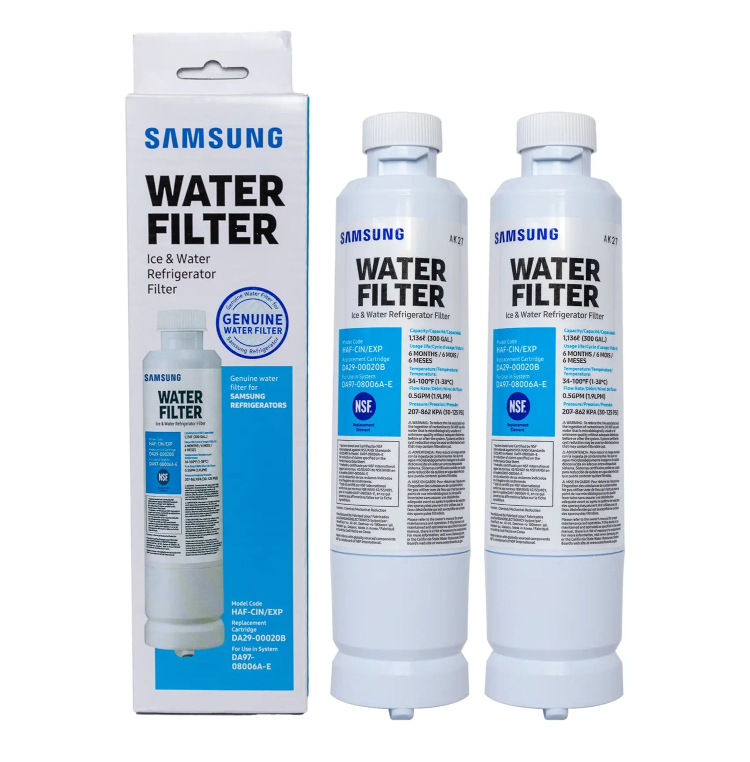 Samsung DA29-00020B, HAF-CIN/EXP Refrigerator Water Filter, 2 pack
