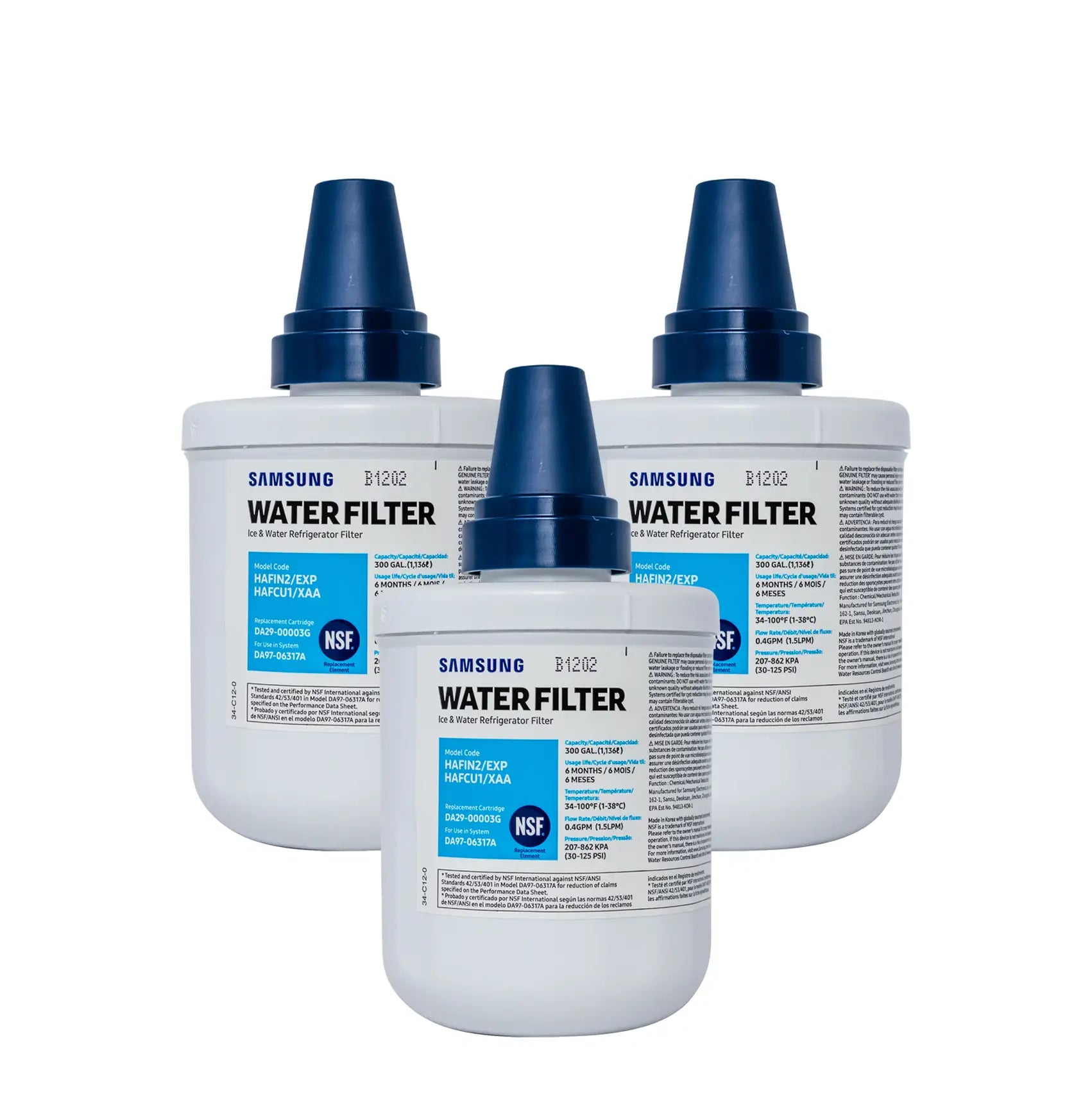 3 pack Samsung DA2900003G Replacement Refrigerator Water Filter