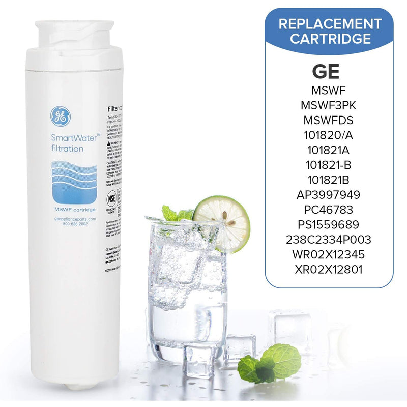 GE MSWF Refrigerator Water Filter, 2 Pack-GE MSWF Replacement Refrigerator Water Filter-Refrigerator Filter Store